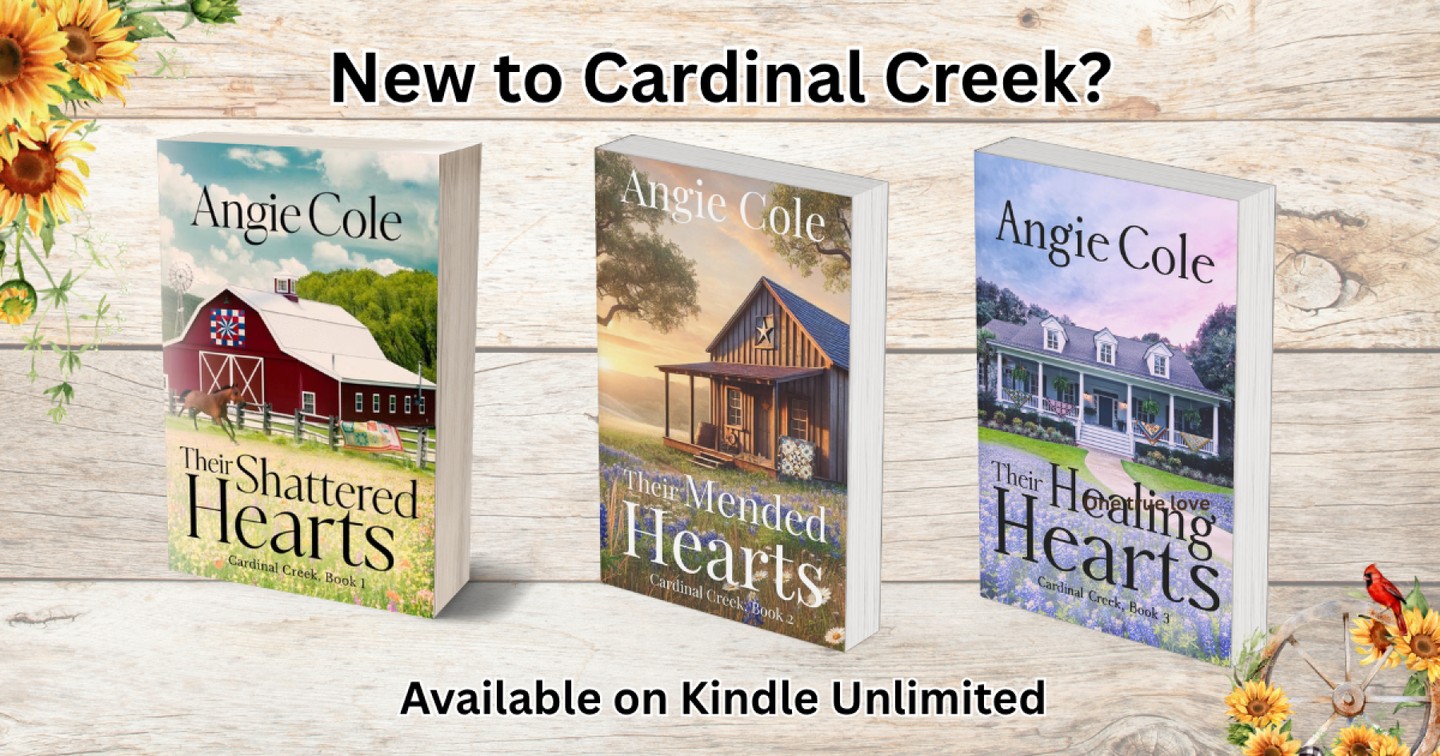 If you’re looking for small-town romance, second chances, strong women, and the kind of community that shows up when life gets hard, Cardinal Creek is waiting. 

Which book would you start with?

Available on Kindle Unlimited.