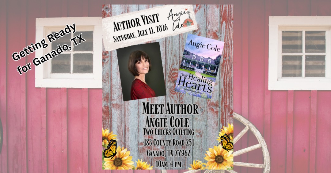 This week is full of boxes, bookmarks, Sharpies, and excitement.

I’m getting everything packed for Saturday’s book signing at Two Chicks Quilting in Ganado, Texas, and I can’t wait to meet readers.

One of my favorite parts of being an author is hearing which character became someone’s favorite—or which scene made them laugh or cry.

Those conversations remind me that these stories no longer belong only to me.

If you’re coming on Saturday, please stop by and say hello. I’d love to meet you.