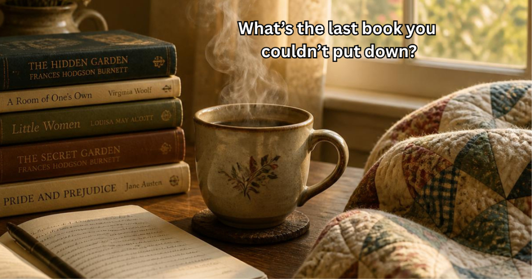 There's something magical about a book that makes you lose track of time.

You tell yourself, "Just one more chapter," and before you know it, it's well past bedtime. Those are the stories that stay with us long after we've turned the last page.

As a writer, that's the kind of reading experience I hope to create—stories that feel like coming home and characters you don't want to leave behind.

Now I'd love to hear from you!

What's the last book you couldn't put down?