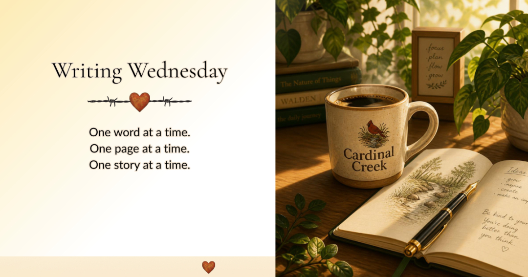 On some writing days, the words fly.

Other days, you celebrate 900 words because those 900 words still move the story forward.

That is where I am today.

Every chapter brings me one step closer to finishing Their Chosen Hearts and taking readers back to Cardinal Creek.

Are you someone who enjoys the journey, or do you find yourself focused on reaching the finish line?